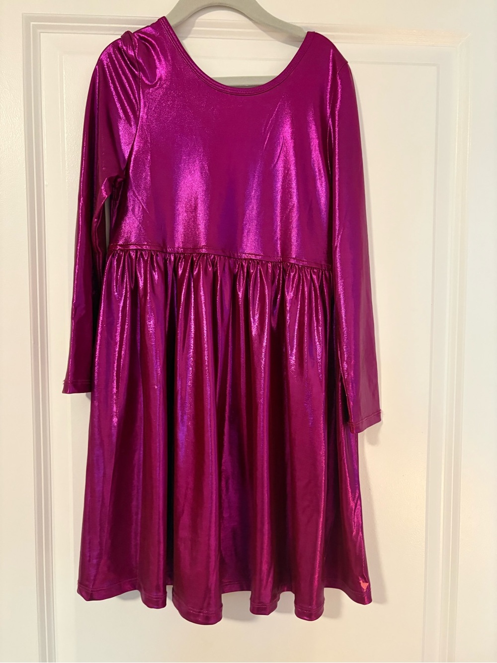Pink Chicken Shiny Magenta Long-Sleeve Twirl Dress